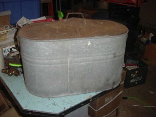 Vintage Metal Galvanized Boiler Can Tub 5 Gallon ?? Farm Cottage Garden Decor