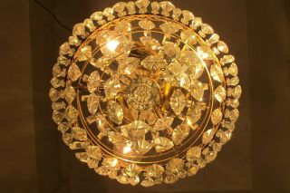 Antique Vnt.  BIG French Basket style Crystal Chandelier Lamp Light 1940 ' s 12 in 12