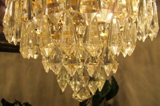 Antique Vnt.  BIG French Basket style Crystal Chandelier Lamp Light 1940 ' s 12 in 6