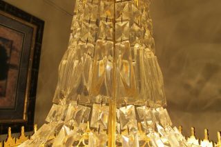 Antique Vnt.  BIG French Basket style Crystal Chandelier Lamp Light 1940 ' s 12 in 9