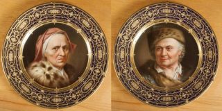 Museum Quality Royal Vienna Porcelain Portrait Plates Russia Man Woman Wagner