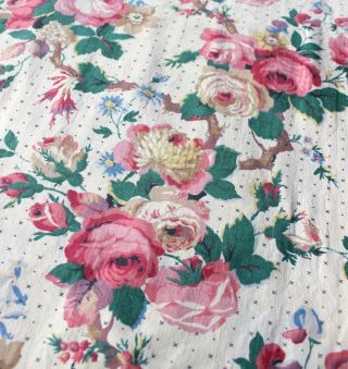 Pristine Vintage 1910s Sundour Everfast 100 Cotton Floral Fabric - 156 " /4.  3 Yds