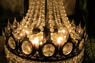 Antique Vnt.  HUGE French Basket Style Crystal Chandelier Lamp Light 1940 ' s18 in 10