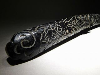Fine Carved Black Dragon KOSHIRAE 19thC Japanese Edo Antique Wakizashi Mounting 3