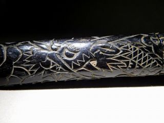 Fine Carved Black Dragon KOSHIRAE 19thC Japanese Edo Antique Wakizashi Mounting 4