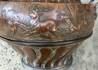 Fine 19th c European,  Hand Chased and Repousse Copper Hunter ' s Trophy Urn Signed 3