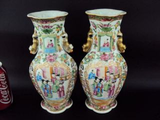 Impressive 23cm/9 " Pair Chinese Antiques Porcelain Oriental Famille Rose Vase