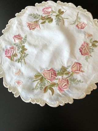 Antique Linens - Ornate Royal Society Cloth W/ Roses