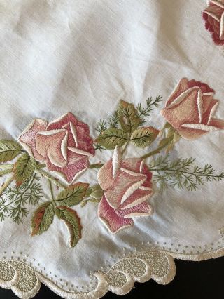 ANTIQUE LINENS - ORNATE ROYAL SOCIETY CLOTH W/ ROSES 3