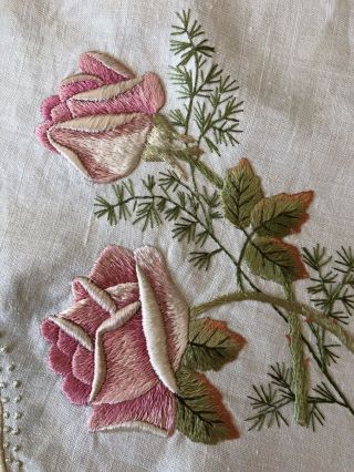 ANTIQUE LINENS - ORNATE ROYAL SOCIETY CLOTH W/ ROSES 5
