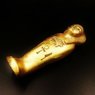 Fine Antique Egyptian Golden Ushabti (Shabti) Statue Figure.  ANCIENT EGYPT 5