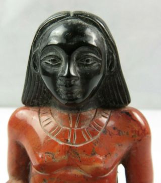 Ancient Egyptian red n black carved stone statue of Royal scribe Pharaoh deco 2