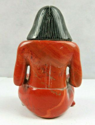 Ancient Egyptian red n black carved stone statue of Royal scribe Pharaoh deco 6