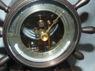 Antique Wright.  Kay & Company Chelsea Ship ' s Wheel Desk Clock & Barometer 4