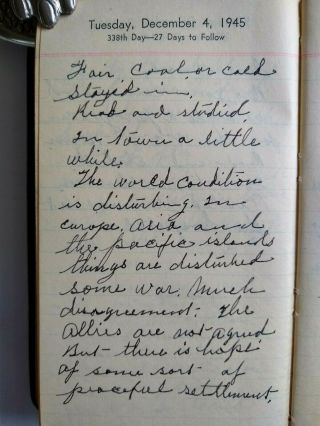 WORLD WAR TWO - Handwritten Diary - Europe - Pacific Theater - MacArthur - Japan - WWII - 1945 12
