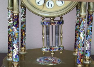 Antique 19th c French Gilt Bronze,  Cloisonne,  Champleve Japy Clock Garniture 5