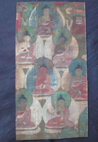 ANTIQUE 16th Century Tibet CHINESE Ming Dynasty Fragment painting THANGKA Buddha 2