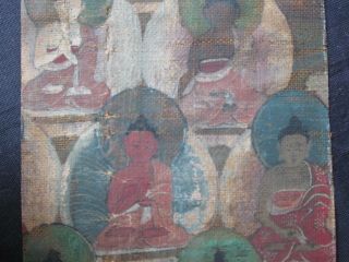 ANTIQUE 16th Century Tibet CHINESE Ming Dynasty Fragment painting THANGKA Buddha 4