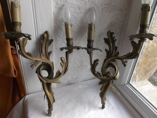 French a dark patina bronze wall light sconces antique exquisite 6