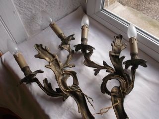 French a dark patina bronze wall light sconces antique exquisite 7