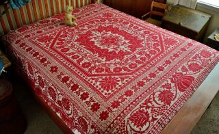 William Ney Circa 1850 Red And White Coverlet Pennsylvania