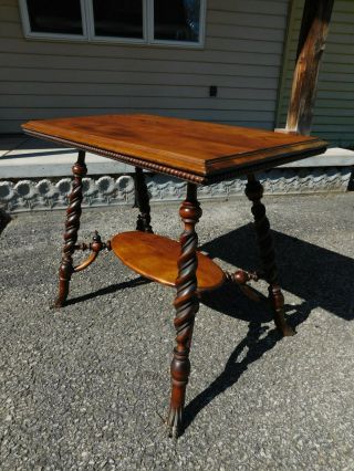 Antique 1890s Solid Mahogany Victorian Carved Table Fancy Fern Stand Claw Feet
