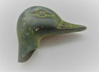European Finds Ancient Roman Bronze Statue Fragment Head Of Duck 200 - 300ad