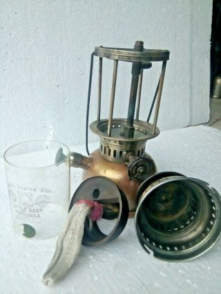Old Vintage Little Baby Petromax No.  900 Brass Kerosene Oil Lamp Org.  Glob Germany 8