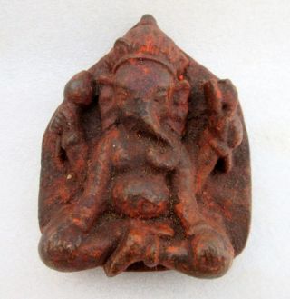 Antique Old Rare Unique Carved Brown Stone Hindu Lord Ganesha Figurine Statue 2