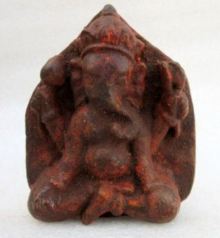 Antique Old Rare Unique Carved Brown Stone Hindu Lord Ganesha Figurine Statue 3