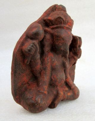 Antique Old Rare Unique Carved Brown Stone Hindu Lord Ganesha Figurine Statue 4