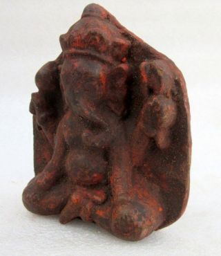 Antique Old Rare Unique Carved Brown Stone Hindu Lord Ganesha Figurine Statue 5
