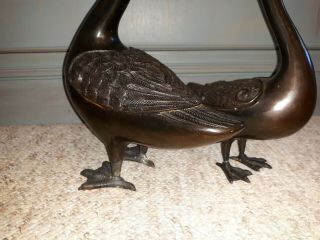 Old or Antique Chinese Bronze Duck Sculpture Pair 10