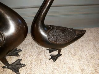 Old or Antique Chinese Bronze Duck Sculpture Pair 12