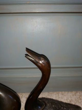 Old or Antique Chinese Bronze Duck Sculpture Pair 4