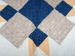 Antique Estate Hand Stitched Applique 1900 ' s Blue & White Quilt 1 of 3 10
