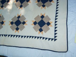 Antique Estate Hand Stitched Applique 1900 ' s Blue & White Quilt 1 of 3 3