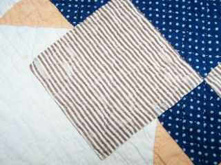Antique Estate Hand Stitched Applique 1900 ' s Blue & White Quilt 1 of 3 9