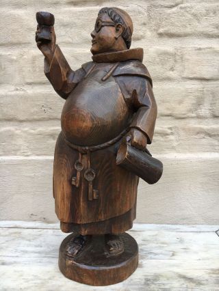 Gothic Style statue of a drinking monk in wood 2