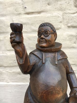 Gothic Style statue of a drinking monk in wood 3