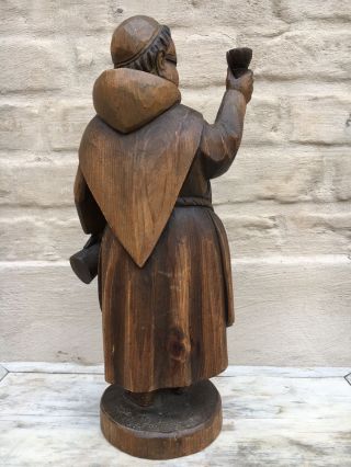 Gothic Style statue of a drinking monk in wood 4
