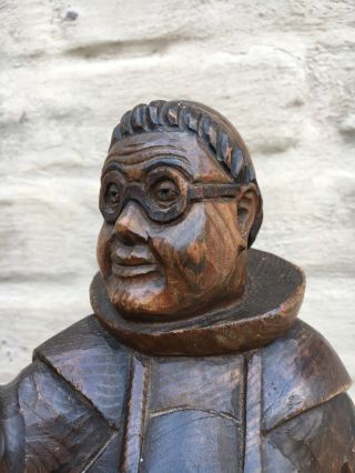 Gothic Style statue of a drinking monk in wood 7