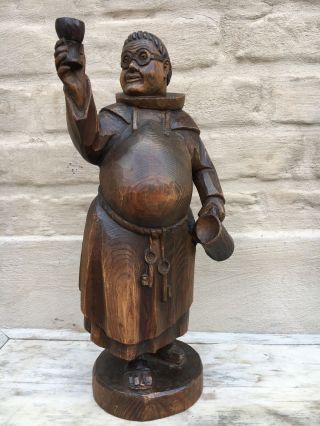 Gothic Style statue of a drinking monk in wood 8