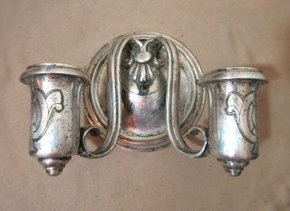 Quality Antique Silver Plate Ornate Wall Mount Electric Sconce Fixture