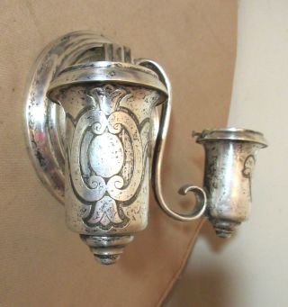 quality antique silver plate ornate wall mount electric sconce fixture 3