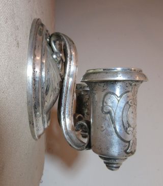 quality antique silver plate ornate wall mount electric sconce fixture 6