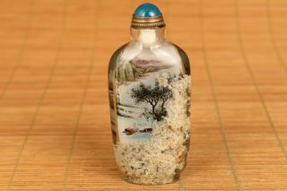 chinese natural crystal hand painting river snuff bottle 11