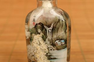 chinese natural crystal hand painting river snuff bottle 2