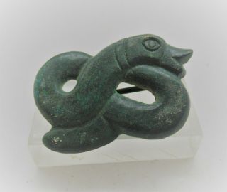 Scarce Circa 1000ad Viking Era Nordic Bronze Brooch In The Form Of A Serpent