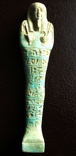 Rare Ancient Egyptian Blue Faience Ushabti Shabti With Hieroglyphics,  1000/600bc